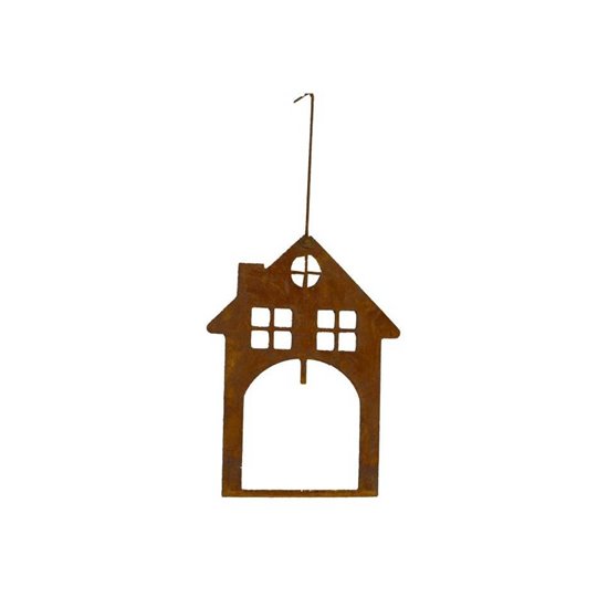 Edelrost Haus zum Hängen,  mit Meisenknödel, Höhe 28 cm
