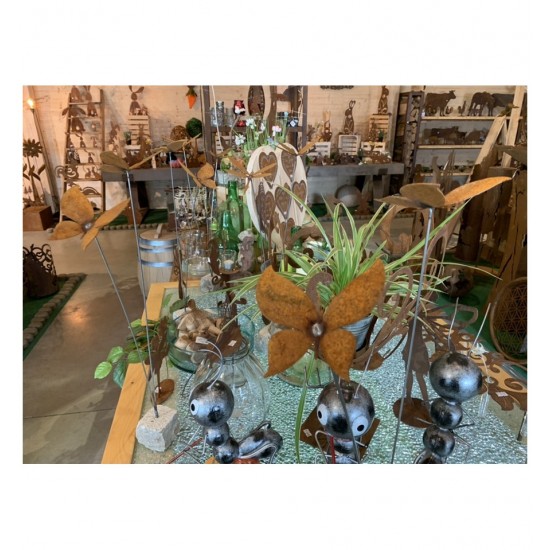 Schmetterlinge Schmetterling Deko 2er Gruppe auf Grantitsockel 2 Edelrost Schmetterlinge auf Granitsockel