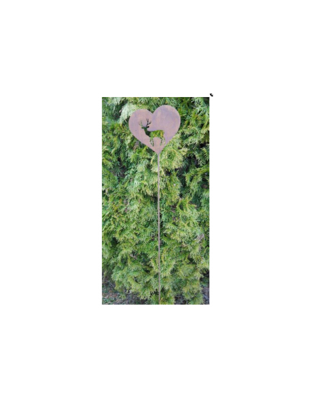 Tierstecker Edelrost Edelrost Gartenstecker Herz mit Hirschmotiv , Höhe
