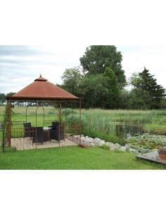 Pavillon und Kiosk Gartenpavillon Metall 3 x 3 Meter - mit Dach wasserdicht - Grillpavillon Edelrost Das ist ein Gartenpavillon