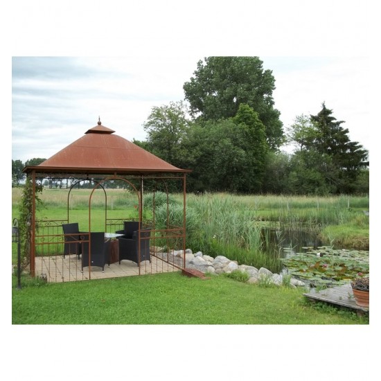 Pavillon und Kiosk Gartenpavillon Metall 3 x 3 Meter - mit Dach wasserdicht - Grillpavillon Edelrost Das ist ein Gartenpavillon