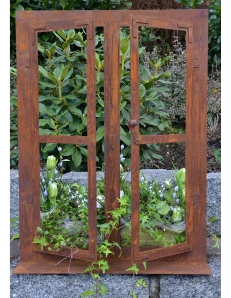 Frühling / Ostern Deko Fenster aus Edelrost  80 x 60 cm Eine ganz besondere Deko Idee für Ihre Garten: Unser rostiges Deko Fenst