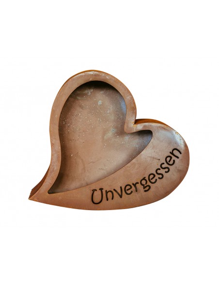 Edelrost Herz zum Bepflanzen mit Aufschrift - Unvergessen Edelrost Herz zum Bepflanzen mit Aufschrift - Unvergessen