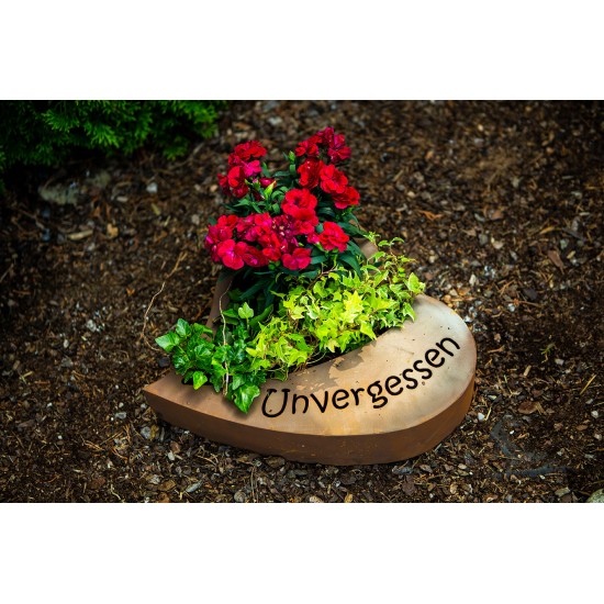 Edelrost Herz zum Bepflanzen mit Aufschrift - Unvergessen