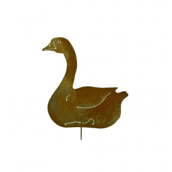 Enten und Gänse Gans seitlich sitzend auf Stab, Höhe 46 cm Ansicht seitlich sitzend mit kurzem Stab
Ganshöhe 46 cm
Gansbreite 42