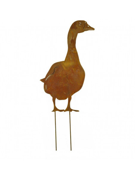 Enten und Gänse Gartenfigur Gans - stehend von vorne, Höhe 60 cm - Gartenstecker Ansicht von vorne mit kurzem Stab
Ganshöhe 60 c