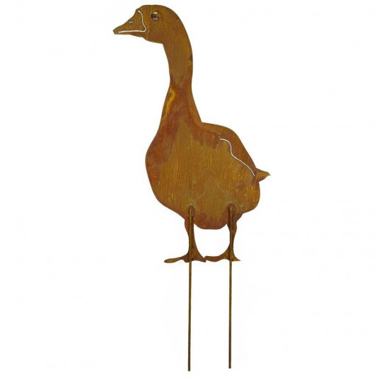 Enten und Gänse Gartenfigur Gans - stehend von vorne, Höhe 60 cm - Gartenstecker Ansicht von vorne mit kurzem Stab
Ganshöhe 60 c