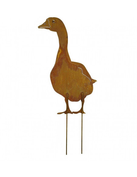 Enten und Gänse Gartenfigur Gans - stehend von vorne, Höhe 60 cm - Gartenstecker Ansicht von vorne mit kurzem Stab
Ganshöhe 60 c