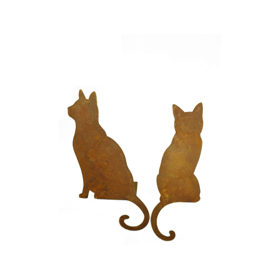 Deko Katzen und Mäuse Katze seitlich Kantenhocker Höhe 42 cm - Gartendeko aus Metall Schöne Kantenhocker Katze für Mauervorsprun