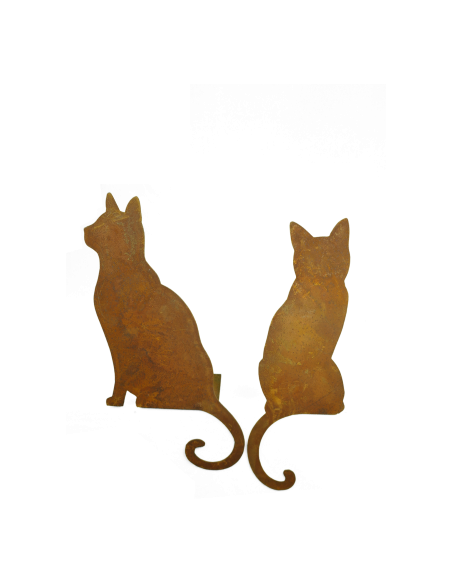 Deko Katzen und Mäuse Katze seitlich Kantenhocker Höhe 42 cm - Gartendeko aus Metall Schöne Kantenhocker Katze für Mauervorsprun