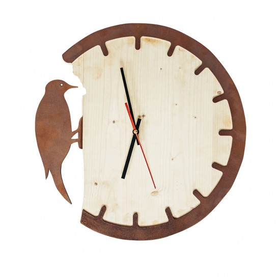 Wanduhr mit pickendem Specht - lustige Küchenuhr