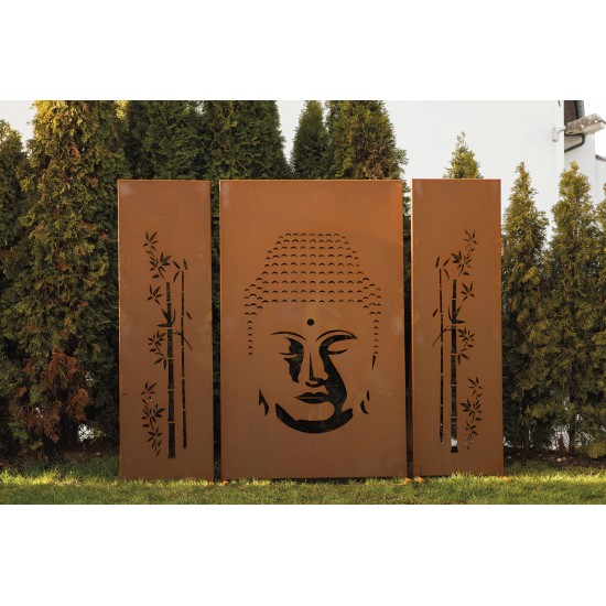 Sichtschutzwand "Buddha" Mittelteil , religiöse Deko, Gartenparavent, Buddha Motiv, Trennwand