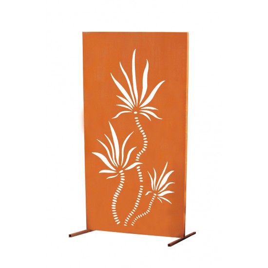 Garten Sichtschutzzaun mit Motiv "Palme" aus Edelrost Höhe 180