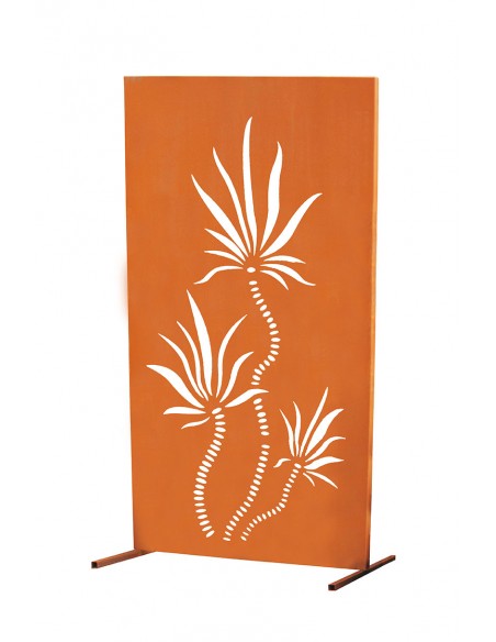 Garten Sichtschutzzaun mit Motiv "Palme" aus Edelrost Höhe 180
