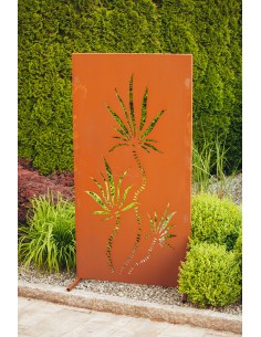 Garten Sichtschutzzaun mit Motiv "Palme" aus Edelrost Höhe 180 2