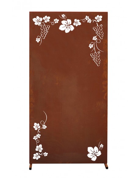 Trennwand aus Metall mit Motiv "Weinranken" -  Sichtschutzwand