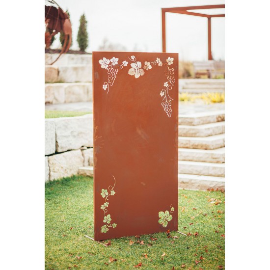 Trennwand aus Metall mit Motiv "Weinranken" -  Sichtschutzwand
