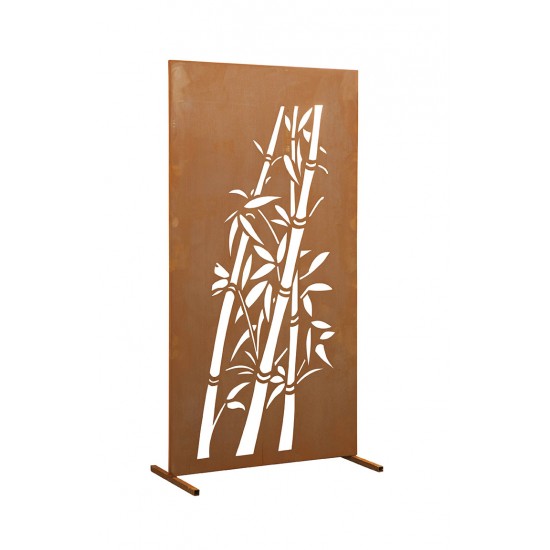 Garten Sichtschutzzaun mit Motiv "Bambus" aus Edelrost Höhe 180