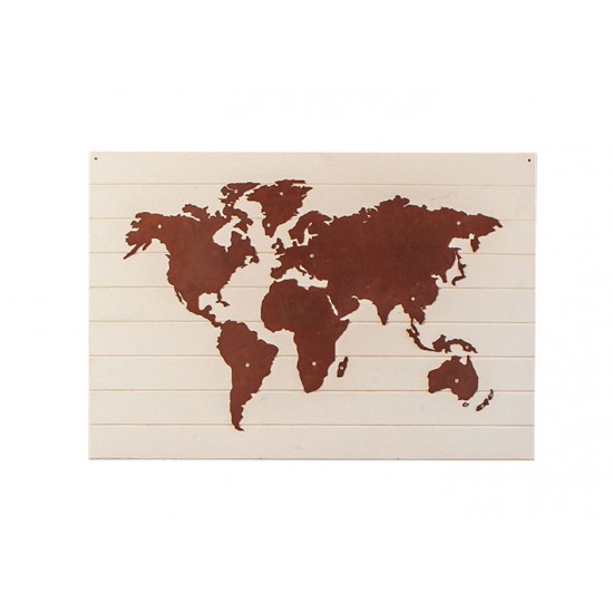 Deko Weltkarte in weiß lackiert
