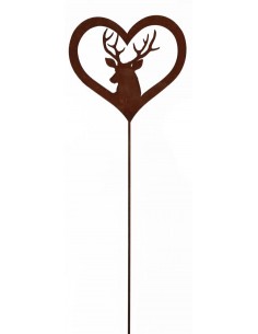Hirsch im Herz zum Stecken, Höhe 35 cm, Breite 35 cm, Stab ca. 100 cm