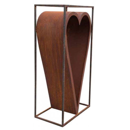 Start Holzstabler - Cuore - Herz im Rahmen aus 15 mm Vierkantstahl, Höhe 160 cm, Breite 78 cm, Tiefe 34 cm Holzstabler - Cuore -