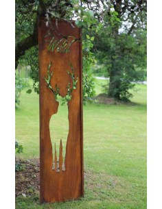 Paravent mit Hirsch von vorne und - Wild - Schriftzug, Höhe 200 cm, Breite 55 cm