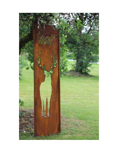 Paravent mit Hirsch von vorne und - Wild - Schriftzug, Höhe 200 cm, Breite 55 cm