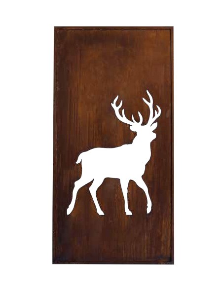 Paravent mit gehendem Hirsch, Höhe 200 cm, Breite 100 cm