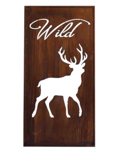 Paravent mit gehendem Hirsch und - Wild, Höhe 200 cm, Breite 100 cm