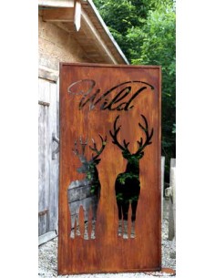 Paravent mit zwei Hirschen und - Wild - Schriftzug, Höhe 200 cm, Breite 100 cm