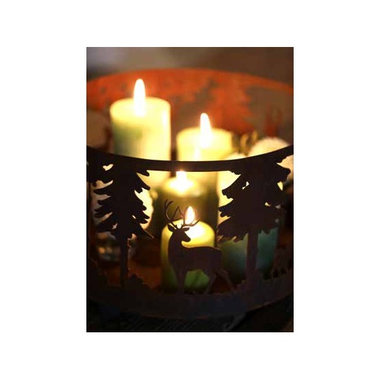 Wildkerzenteller mit vier Kugeln, Höhe 20 cm, Durchmesser 33 cm Wildkerzenteller mit vier Kugeln
Höhe 20 cm
Durchmesser 33