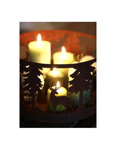 Wildkerzenteller mit vier Kugeln, Höhe 20 cm, Durchmesser 33 cm Wildkerzenteller mit vier Kugeln
Höhe 20 cm
Durchmesser 33