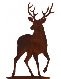 Hirsch von vorne auf Platte, Größe 3, aus 2 mm Stahl, Höhe 158 cm, Breite 69 cm