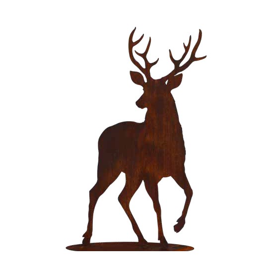 Hirsch von vorne auf Platte, Größe 2, Höhe 95 cm, Breite 41 cm