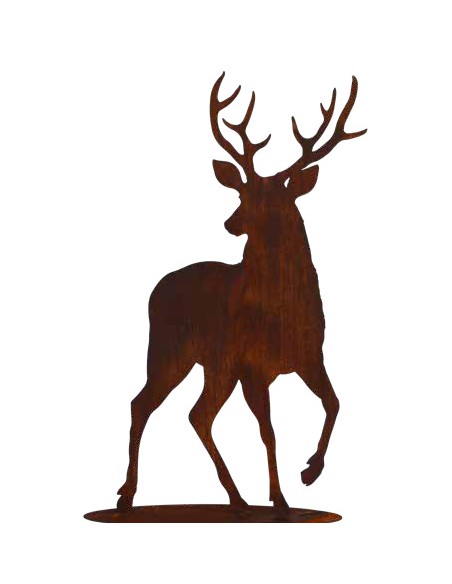 Hirsch von vorne auf Platte, Größe 2, Höhe 95 cm, Breite 41 cm