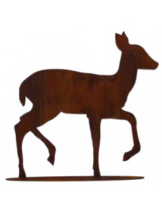 Gehendes Reh auf Platte, Höhe 23 cm, Breite 22 cm