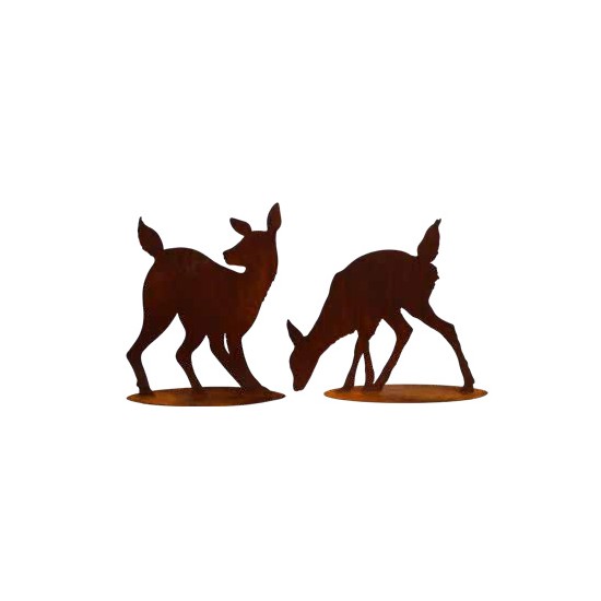 Kitz über Schulter schauend auf Platte 2 mm Stahl, Höhe 64 cm, Breite 46 cm