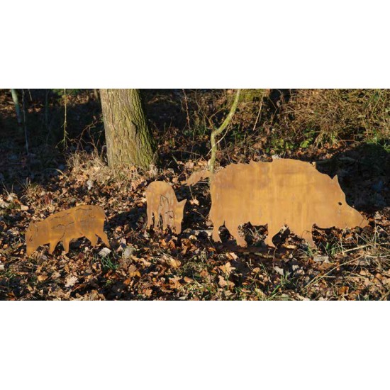 Wildschwein zum Stecken, Länge 100 cm, Höhe 50 cm + 2 kurze Stäbe