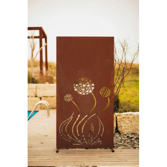 Edelrost Sichtschutzwand Blume rostiger Sichtschutz