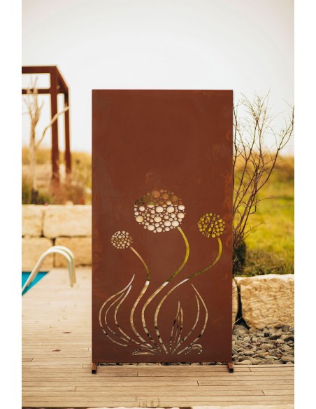 Edelrost Sichtschutzwand Blume rostiger Sichtschutz
