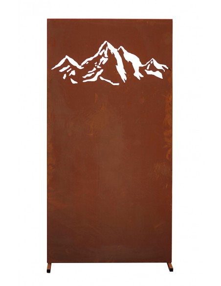 Trennwand Metall Berge als Sillhuette - Edelrost Sichtschutzwand