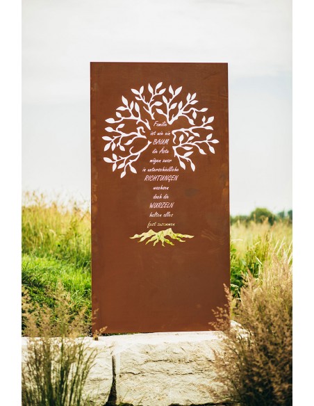 Sichtschutzzaun für den Garten mit Motiv  "Familie" Trennwand aus Metall Sichtschutzzaun für den Garten mit Motiv  "Familie" Trennwand aus Metall