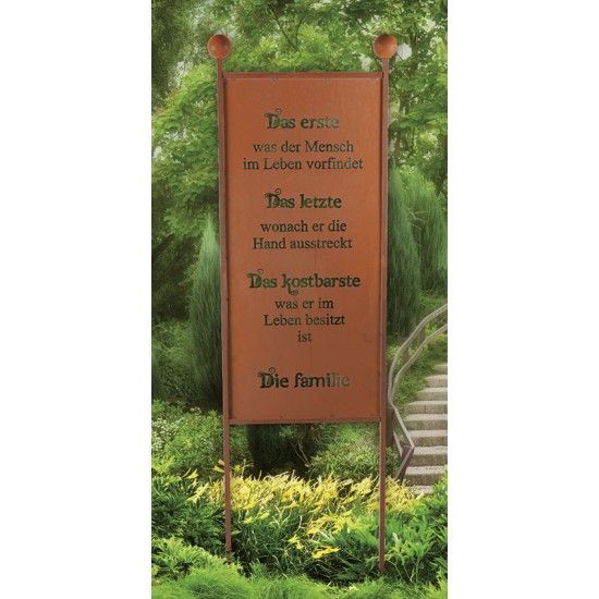 Edelrost Gartenstecker Familie Family Spruchschild Rostschild mit Familienspruch