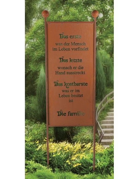 Edelrost Gartenstecker Familie Family Spruchschild Rostschild mit Familienspruch