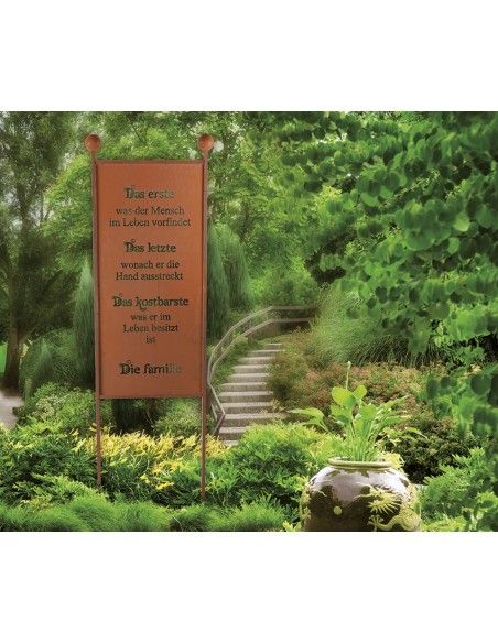 Edelrost Gartenstecker Familie Family Spruchschild Rostschild mit Familienspruch