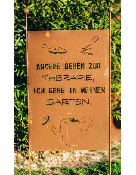 Gartenstecker aus Metall mit Spruch - Therapie - Höhe 120 cm
