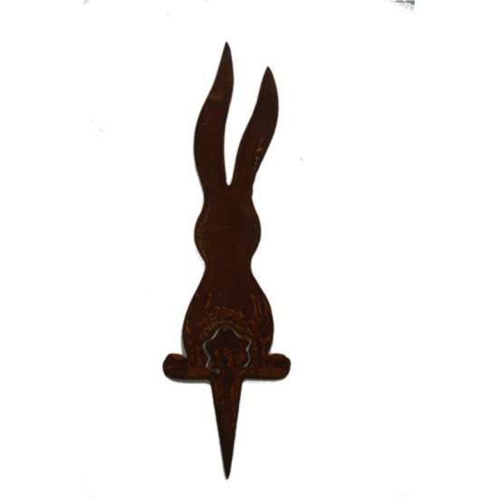 Edelrost Beetstecker langer Hase mit Puschel-Ausschnitt - Höhe 25 cm Beetstecker für