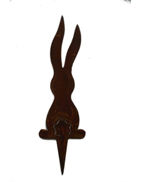 Edelrost Beetstecker langer Hase mit Puschel-Ausschnitt - Höhe 25 cm Beetstecker für