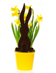 Edelrost Beetstecker langer Hase mit Puschel-Ausschnitt - Höhe 25 cm Beetstecker für 2