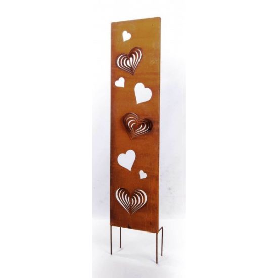 Herzige Dinge - Edelrost Dekoherzen kleine Sichtschutzwand - Herzen zum Aufdrehen - zum Stecken 140 cm hoch Die Herzen lassen si